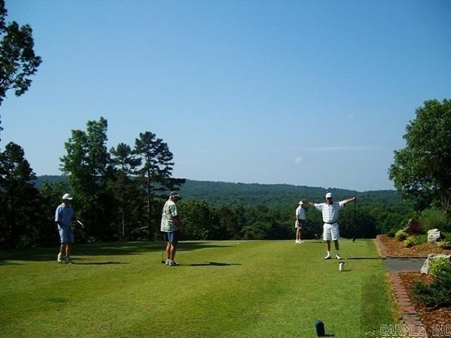 view of property's community with a lawn