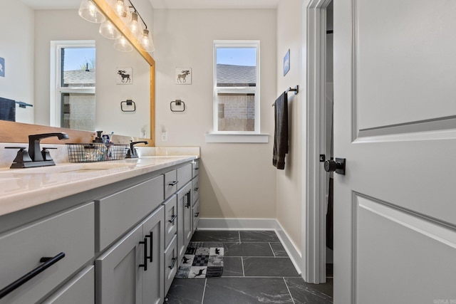 bathroom with a healthy amount of sunlight and vanity