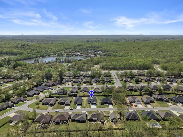 312 Forest Glen Cv, Jacksonville, AR 72076 - aerial view featuring a view of trees, a residential view, and a water view