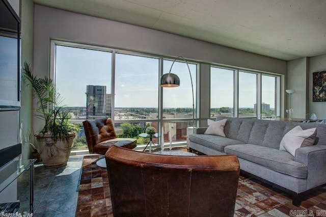 living room featuring plenty of natural light