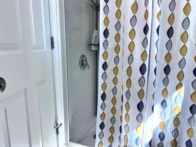 bathroom featuring a shower with curtain