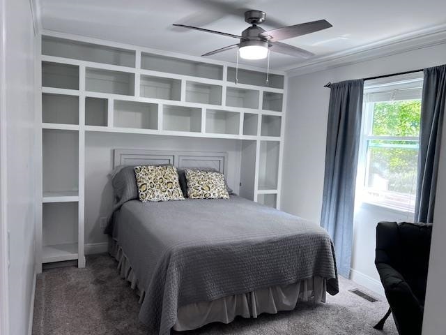 bedroom with carpet and ceiling fan