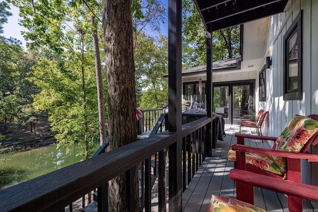 deck with a water view