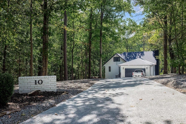 exterior space with a garage