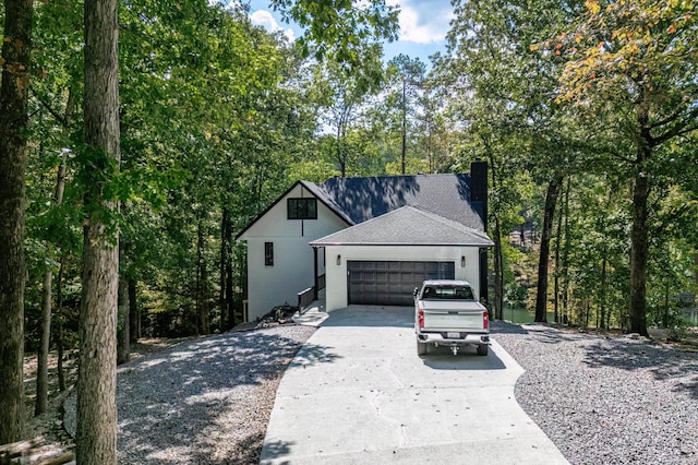 view of front of property with a garage