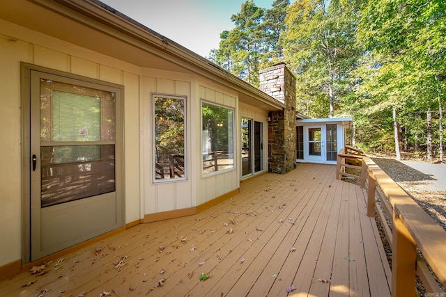 wooden deck with french doors