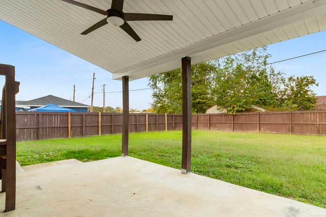 view of patio / terrace featuring ceiling fan