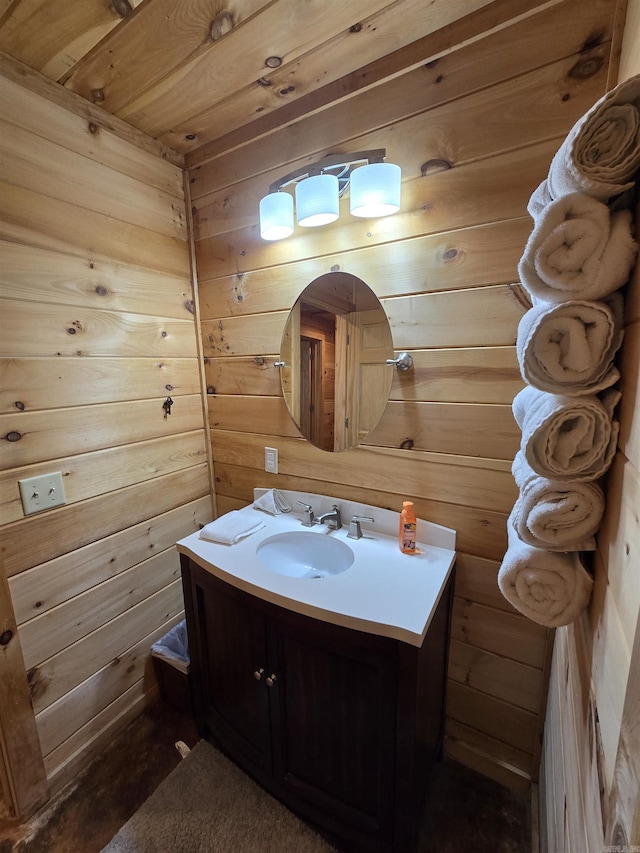 3189 Brownsville Rd, Greers Ferry, AR 72067 - bathroom with wooden walls and vanity