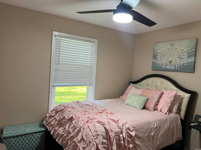 bedroom featuring ceiling fan