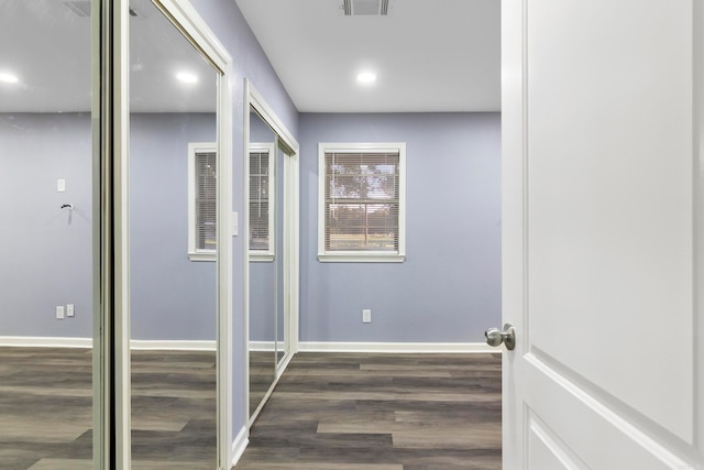 hall featuring dark hardwood / wood-style floors