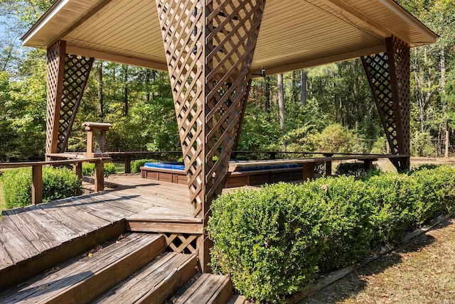 deck featuring a gazebo