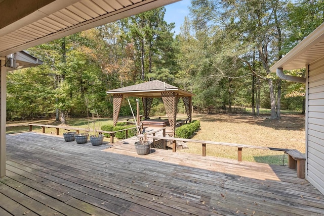 wooden terrace with a gazebo