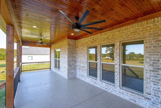 view of patio / terrace featuring ceiling fan