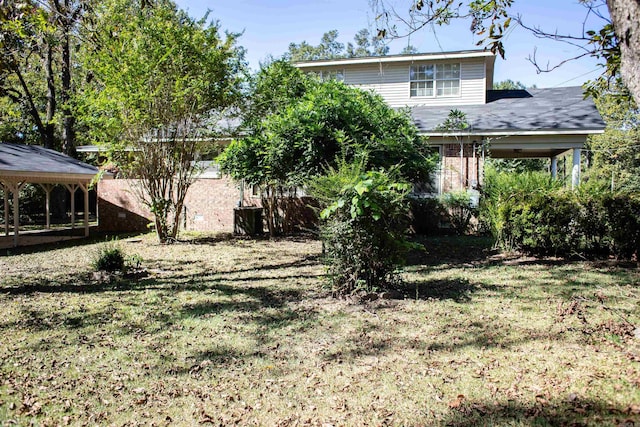 view of yard with a gazebo