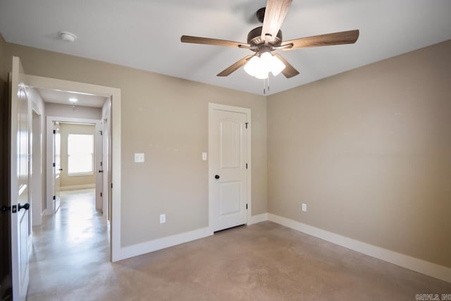 unfurnished bedroom with ceiling fan