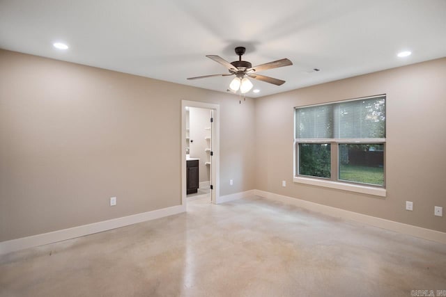 spare room featuring ceiling fan