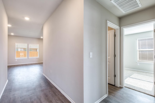 hall featuring dark hardwood / wood-style flooring