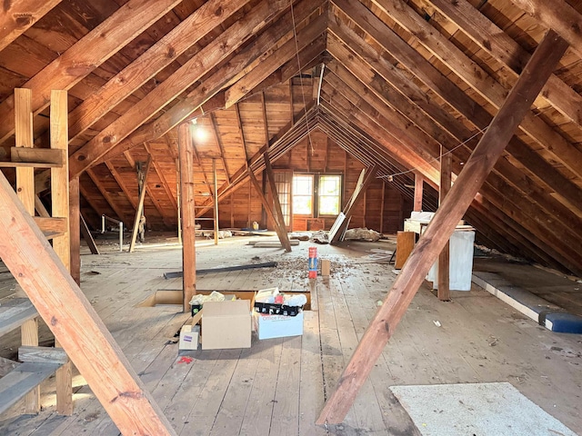 view of unfinished attic