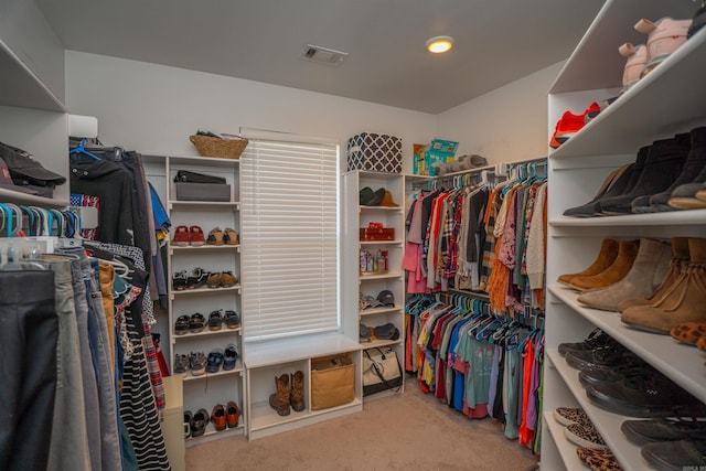 walk in closet featuring carpet