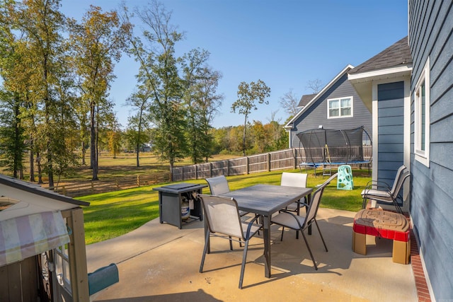 view of patio / terrace with a trampoline