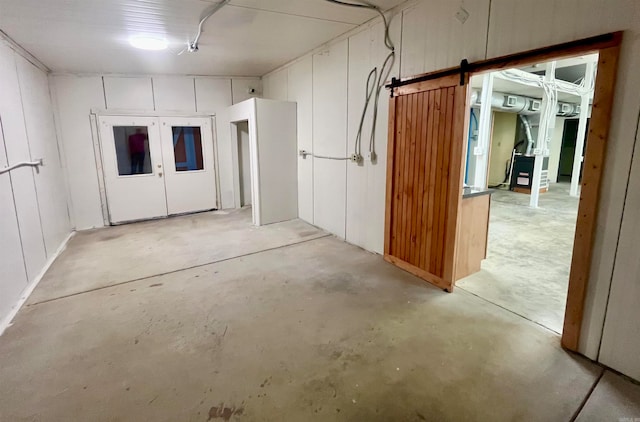 basement with a barn door