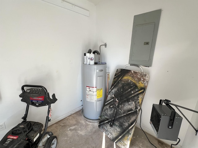 utilities with electric panel and water heater