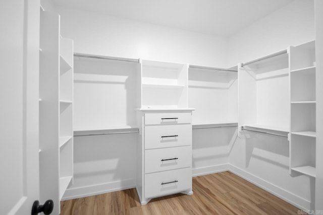 spacious closet with light wood-style floors