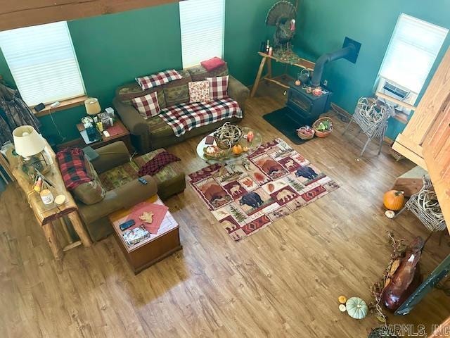 unfurnished living room with hardwood / wood-style flooring