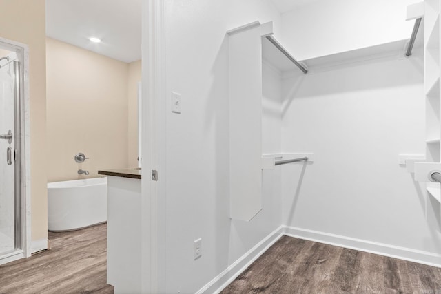 walk in closet featuring hardwood / wood-style flooring