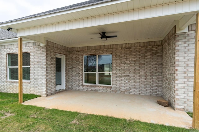 view of patio / terrace featuring ceiling fan