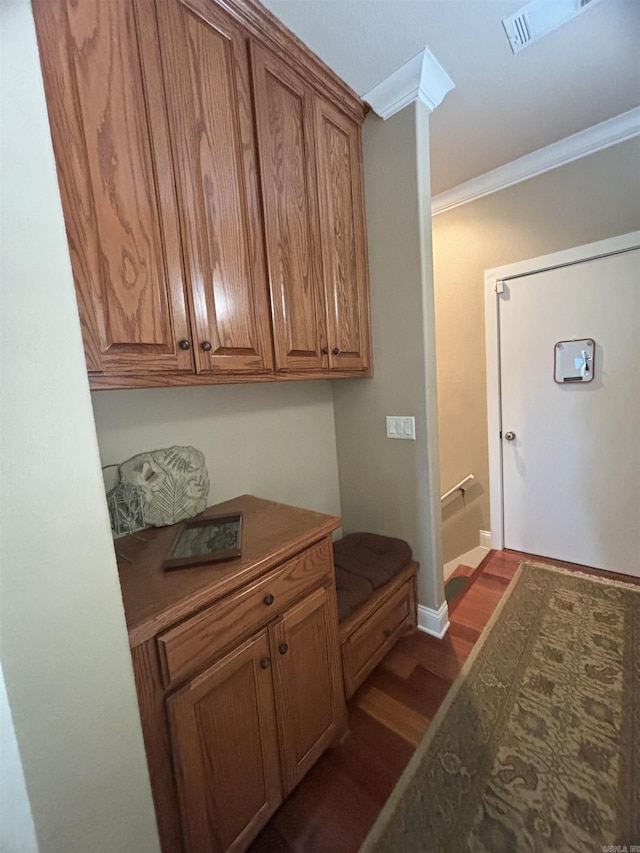 22 Alta Way, Hot Springs Village, AR 71909 - interior space featuring dark wood-style floors, ornamental molding, and baseboards