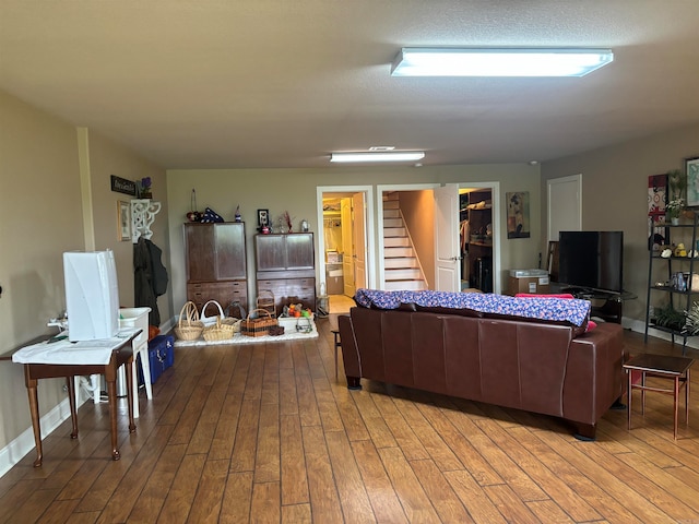 living room with light hardwood / wood-style floors