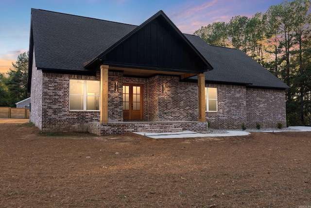 view of front of home featuring french doors