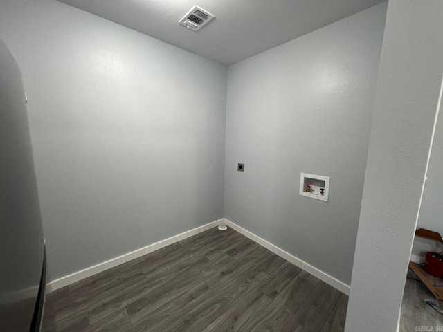 laundry area with hookup for an electric dryer, washer hookup, and dark hardwood / wood-style floors