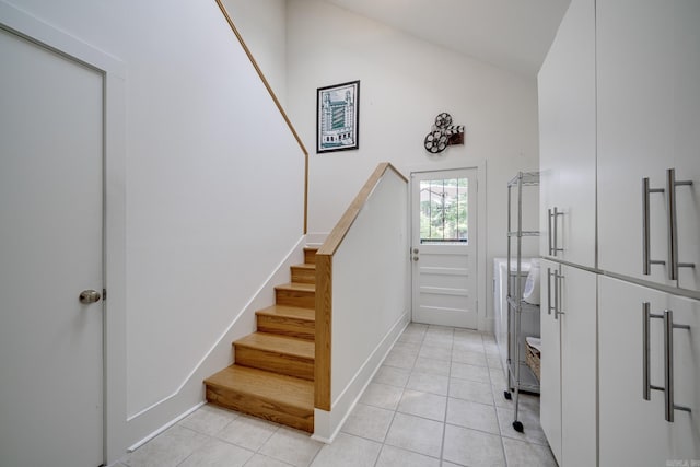 interior space featuring vaulted ceiling