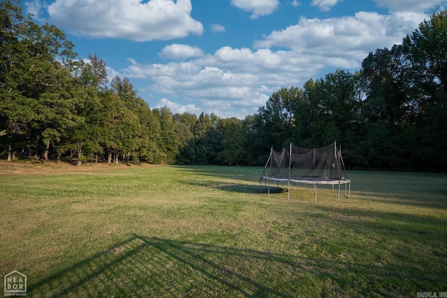 view of yard featuring a trampoline