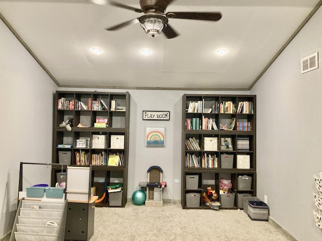 183 Sunny Gap Rd, Conway, AR 72032 - office area with ceiling fan, carpet, and baseboards