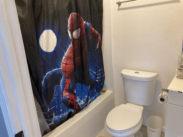 183 Sunny Gap Rd, Conway, AR 72032 - bathroom featuring vanity, toilet, and shower / bath combination with curtain