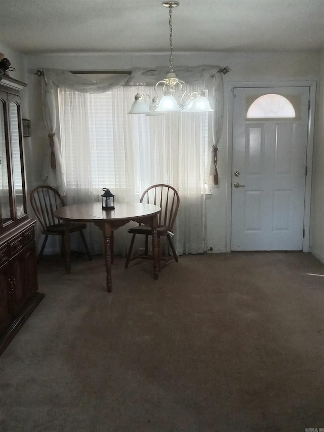 view of carpeted dining room