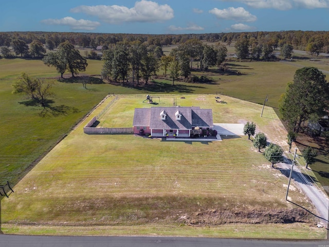 aerial view featuring a rural view