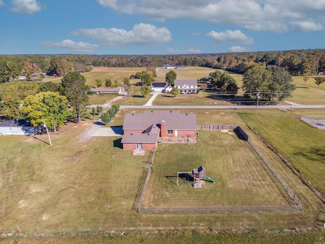 aerial view featuring a rural view