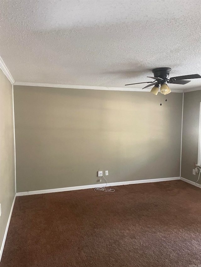 spare room with carpet, a textured ceiling, and ceiling fan