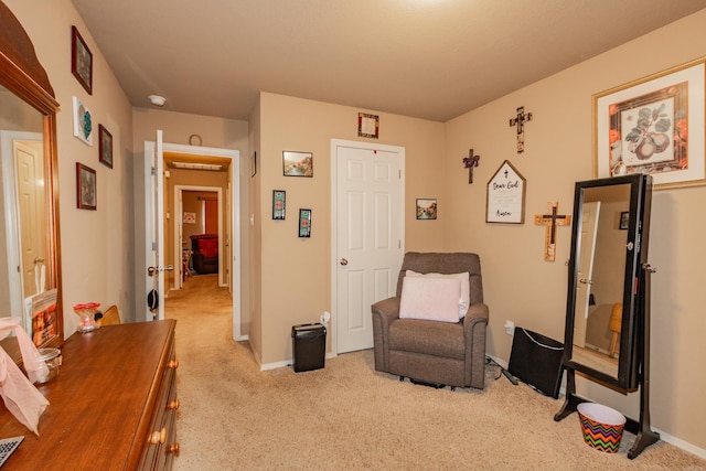 sitting room with light carpet