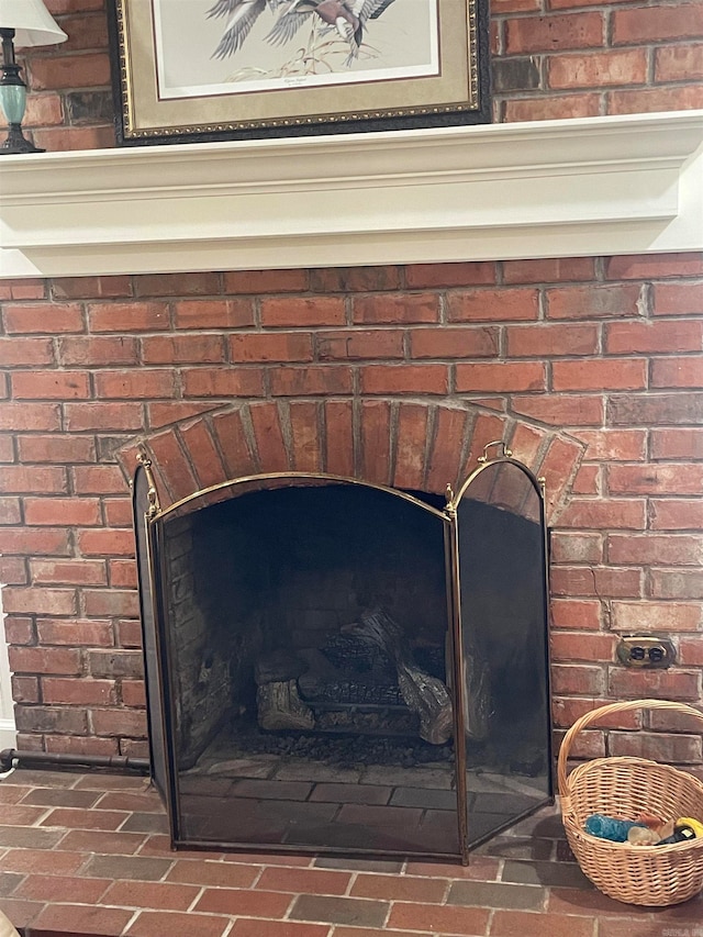 details featuring a fireplace