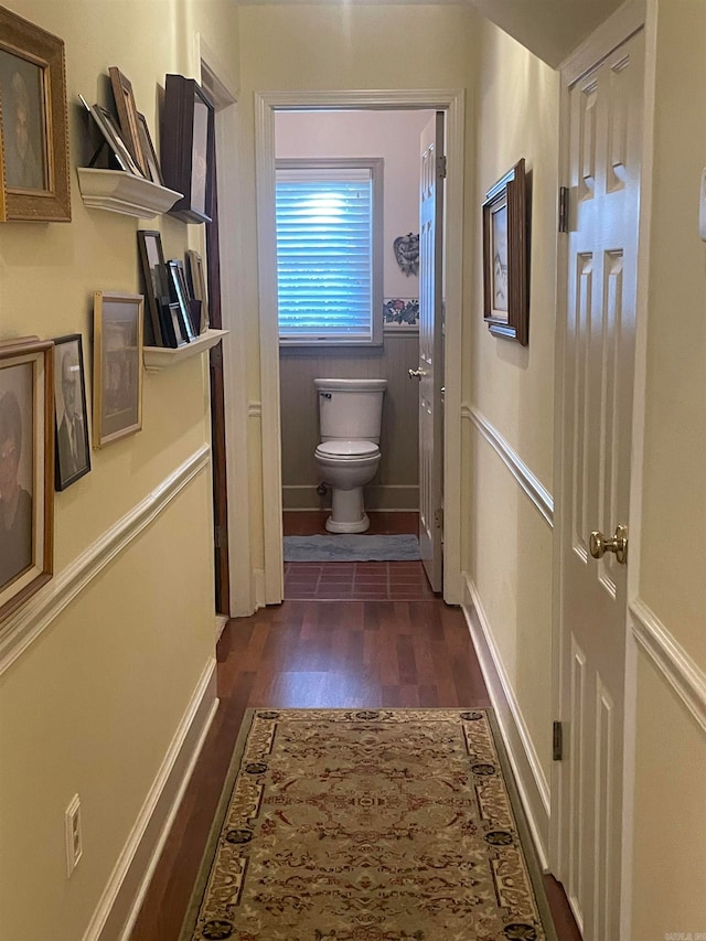 hallway featuring dark hardwood / wood-style floors