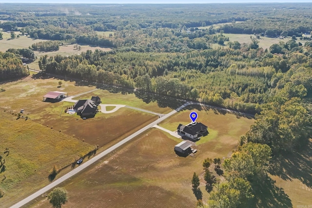 aerial view featuring a rural view