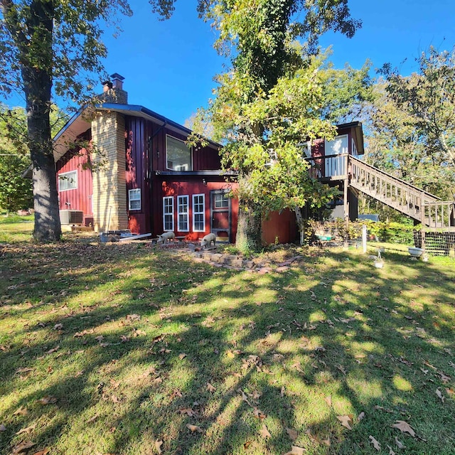 view of yard with a deck