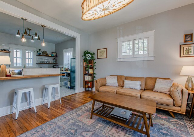 living room with hardwood / wood-style floors