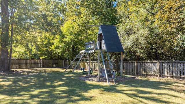 view of yard with a playground