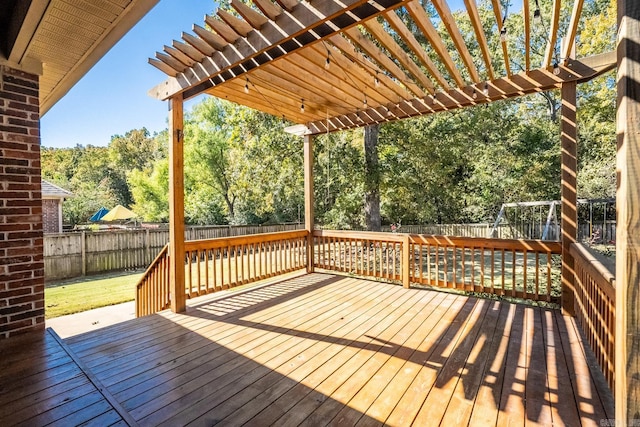 wooden deck with a pergola